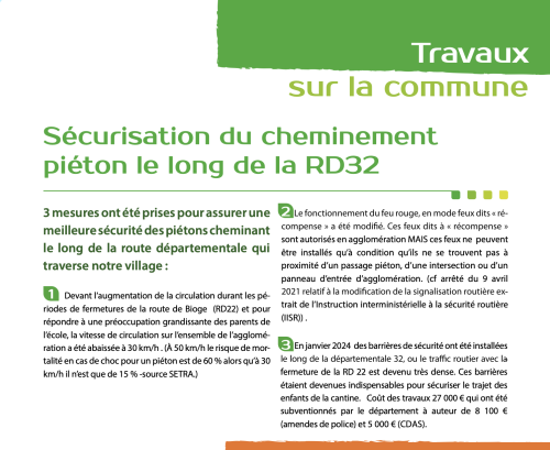 Travaux sécurisation RD 32